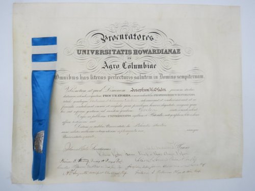 1871 DIPLOMA HOWARD UNIVERSITY CIVIL WAR UNION ARMY OFFICER JOSEPH A SLADEN