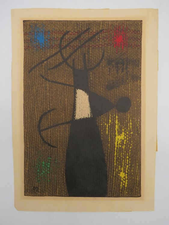 JOAN MIRO, FEMME ET OISEAU VI/X VINTAGE LITHOGRAPH PRINT NO. 19