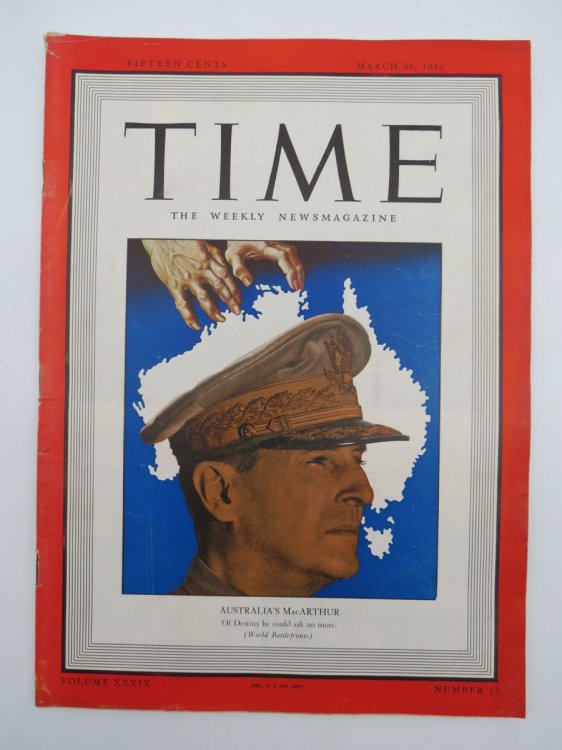 TIME MAGAZINE MARCH 30, 1942 (AUSTRALIA'S MACARTHUR COVER)