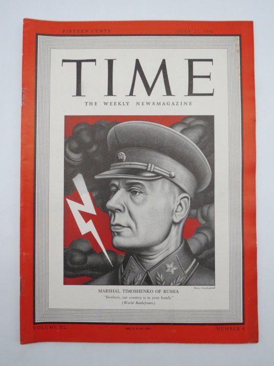 TIME MAGAZINE JULY 27, 1942 (MARSHAL TIMOSHENKO OF RUSSIA)