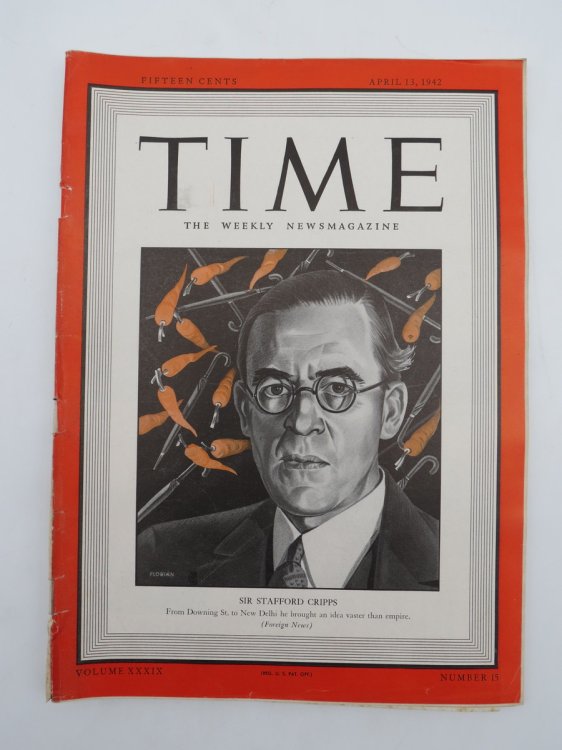 TIME MAGAZINE APRIL 13, 1942 (SIR STAFFORD CRIPPS)