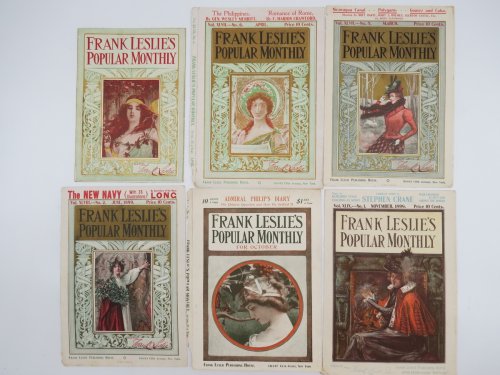 LOT OF 6 FRANK LESLIE'S POPULAR MONTHLY MAGAZINE COVERS PRETTY LADY ART NOUVEAU