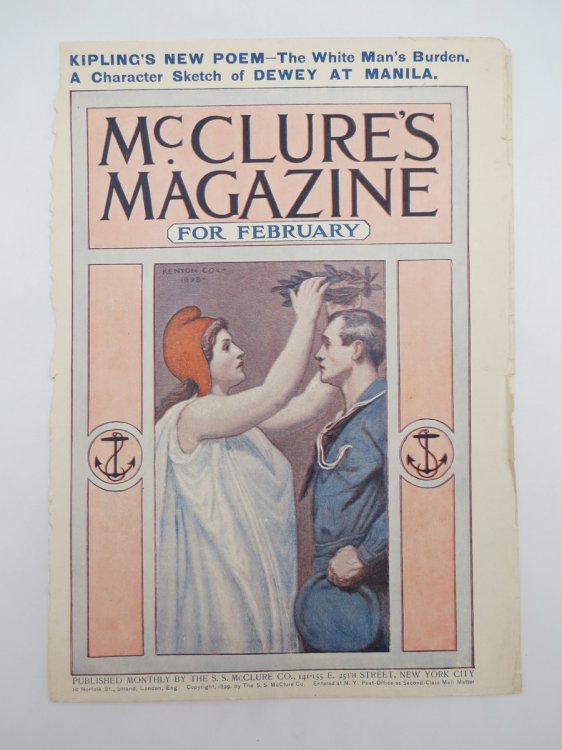 KENYON COX MCCLURE'S MAGAZINE COVER FEBRUARY 1899 LADY LIBERTY & SAILOR