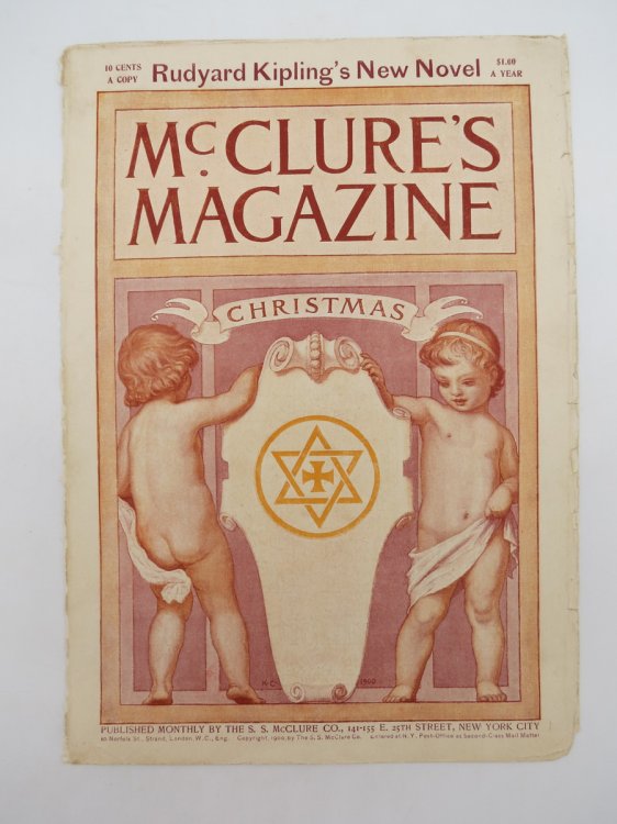 KENYON COX MCCLURE'S MAGAZINE COVER DECEMBER 1900 TWO BABES AT CHRISTMAS