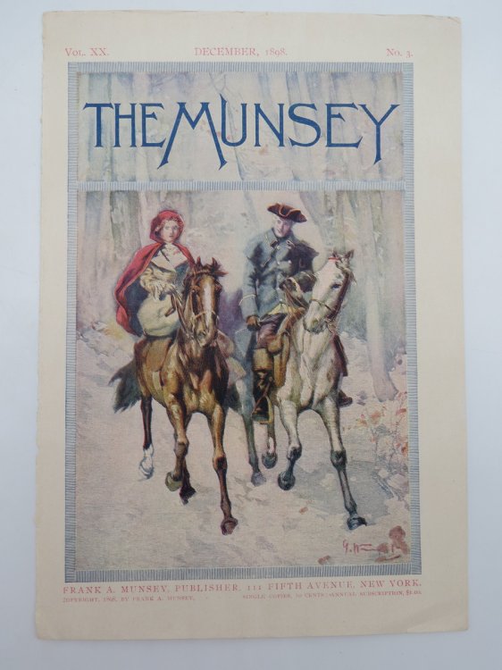 GEORGE HAND WRIGHT MUNSEY MAGAZINE DECEMBER 1898 COVER SOLDIER & LADY ON HORSES