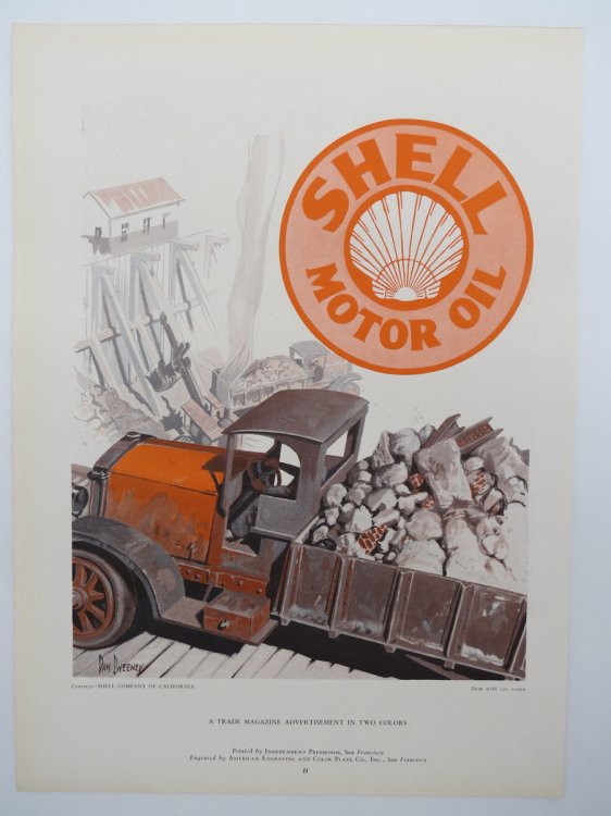 VINTAGE SHELL MOTOR OIL AD PRINT