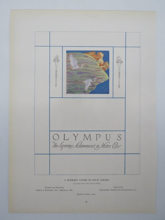 VINTAGE OLYMPUS MOTOR CARS ART DECO PRINT