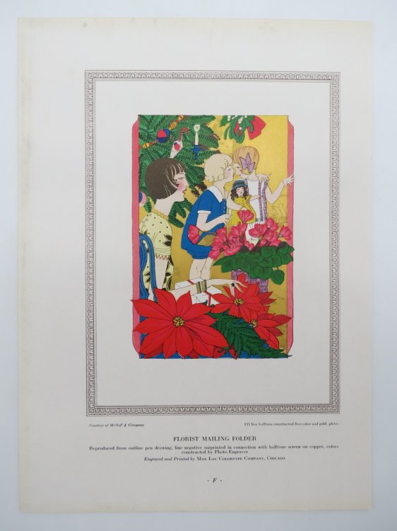 VINTAGE ART DECO CHRISTMAS FLORIST PRINT