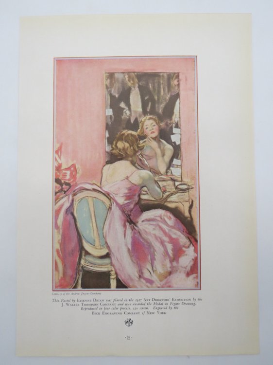 VINTAGE PRETTY LADY POWDER ROOM ANDREW JERGENS COMPANY AD PRINT