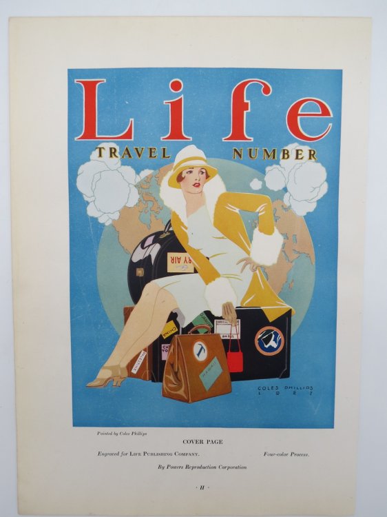 VINTAGE LIFE MAGAZINE 1927 ART DECO TRAVEL NUMBER COLOR PRINT