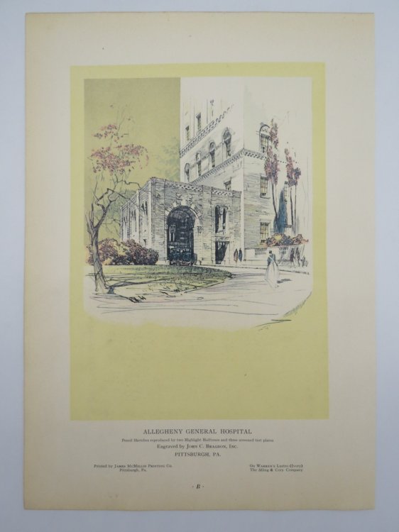 VINTAGE ALLEGHENY GENERAL HOSPITAL COLOR PRINT