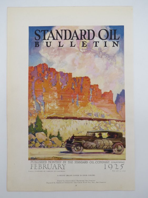 VINTAGE STANDARD OIL BULLETIN FEBRUARY 1925 CALIFORNIA MOUNTAINS COLOR PRINT