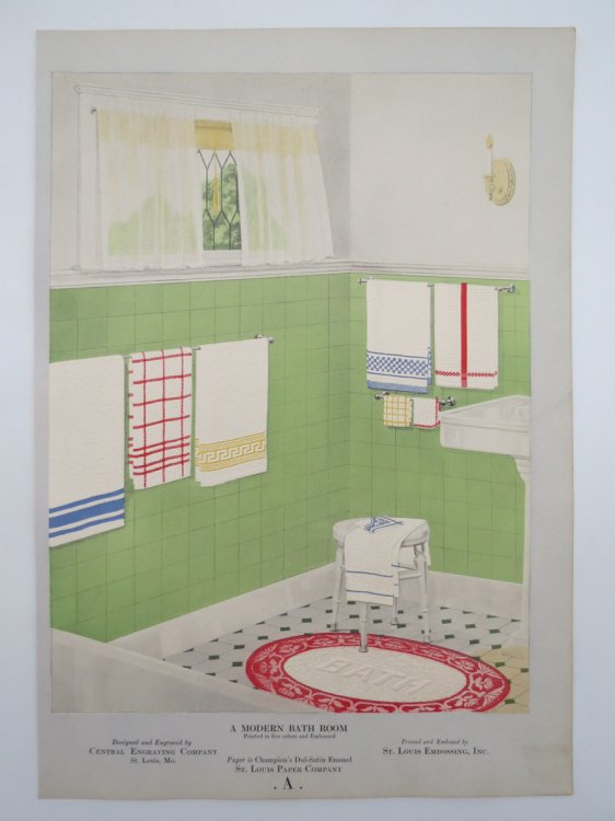 VINTAGE MODERN BATHROOM EMBOSSED PRINT