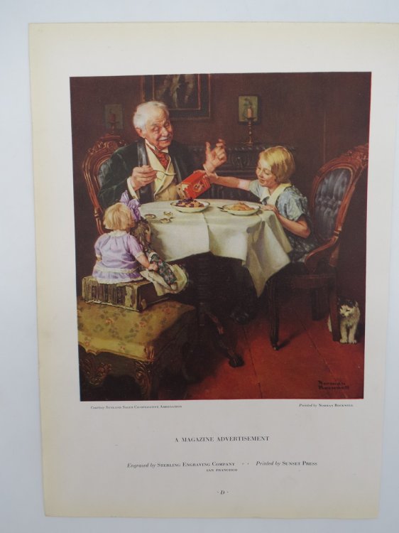 VINTAGE SUNMAID RAISINS TEA PARTY GRANDPA COLOR PRINT