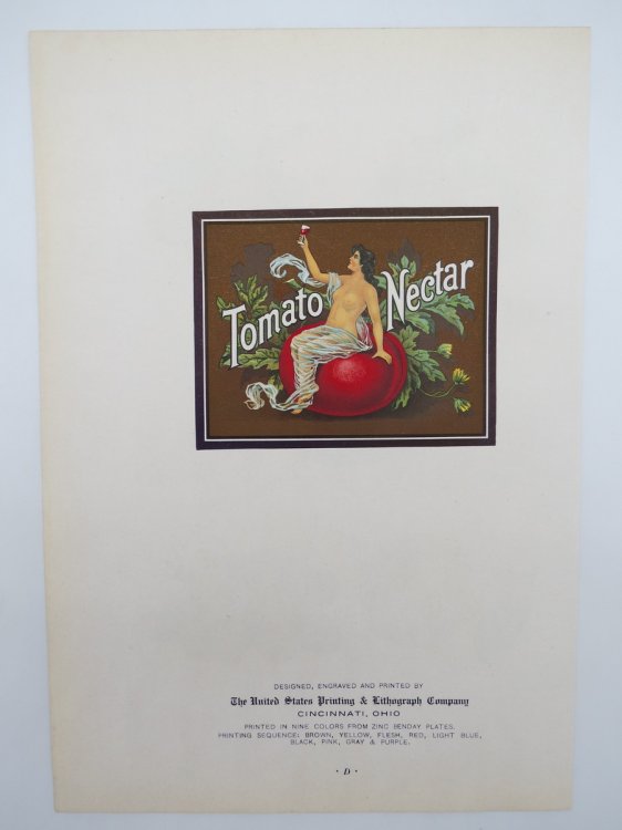VINTAGE TOMATO NECTAR NUDE WOMAN AD COLOR PRINT
