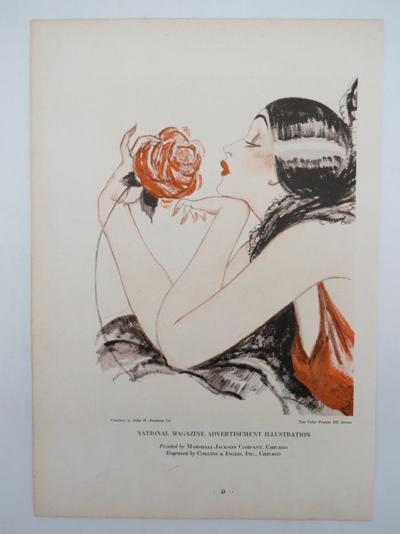 VINTAGE ART DECO DONA CASTILE FLAPPER GIRL COLOR PRINT