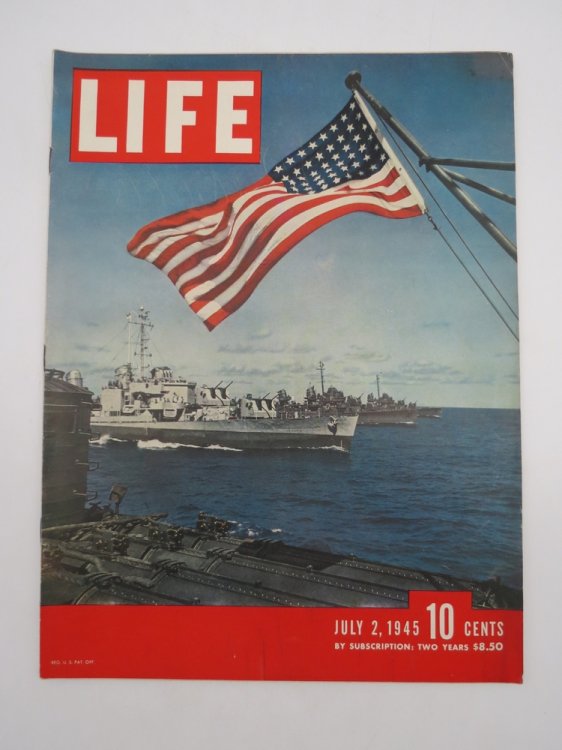 LIFE MAGAZINE - JULY 2, 1945 (US FLAG/SHIP COVER; PIET MONDRIAN ART INSIDE)
