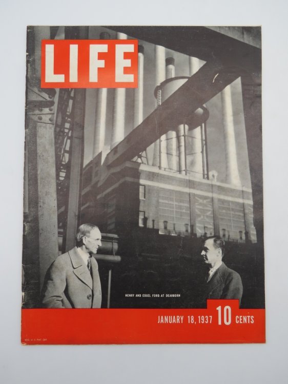 LIFE MAGAZINE, JANUARY 18, 1937 (HENRY AND EDSEL FORD AT DEARBORN)