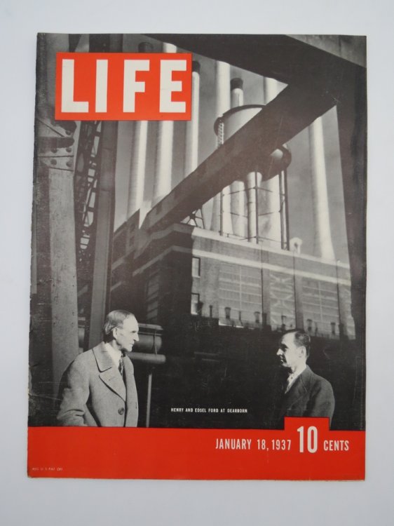 LIFE MAGAZINE, JANUARY 18, 1937 (HENRY AND EDSEL FORD AT DEARBORN)