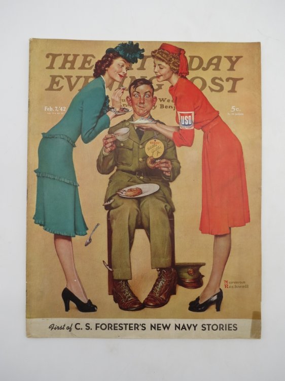 SATURDAY EVENING POST MAGAZINE FEBRUARY 7, 1942 (NORMAN ROCKWELL COVER WILLIE GILLIS AT USO COVER)