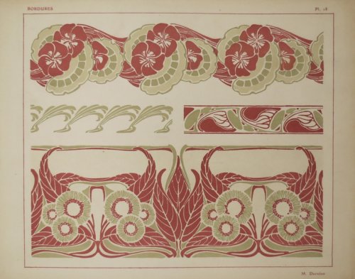 ANTIQUE ART NOUVEAU FLORAL BORDER LITHOGRAPH