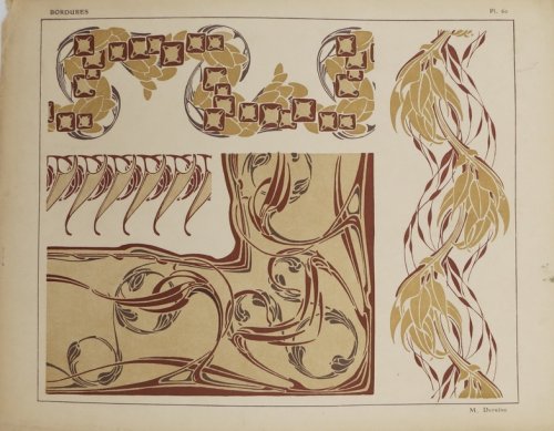 ANTIQUE ART NOUVEAU FLORAL BORDER LITHOGRAPH