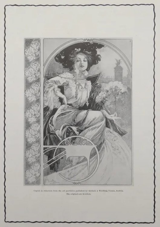 ILLUSTRATION PRINT BY ALPHONSE MUCHA FROM INLAND PRINTER C. 1902 ART NOUVEAU