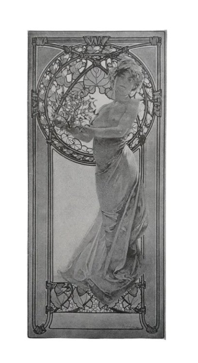 FIGURE COMPOSITION PRINT BY ALPHONSE MUCHA FROM INLAND PRINTER C. 1902 ART NOUVEAU