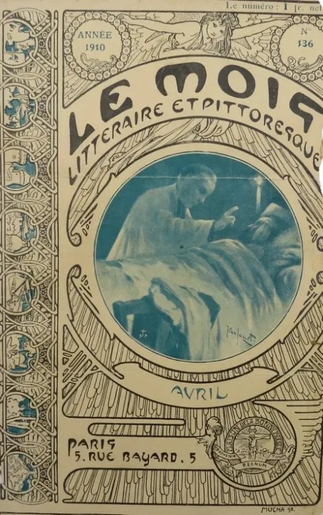 LE MOIS APRIL 1898 ALPHONSE MUCHA ORIGINAL MAGAZINE COVER