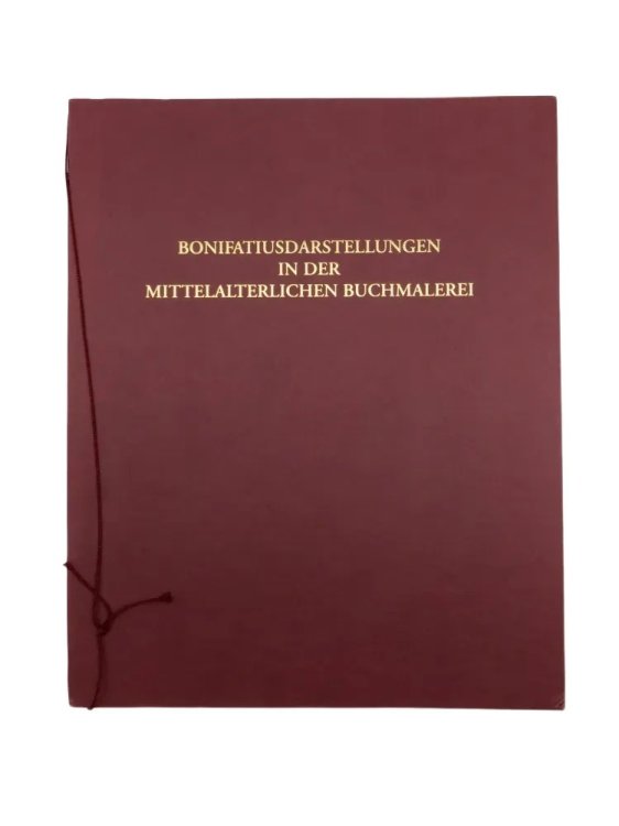 BONIFATIUSDARSTELLUNGEN IN DER MITTELALTERLICHEN BUCHMALEREI. MAPPE MIT 2 FAKSIMILES. Die Bamberger Bonafatius Miniatur and Ein Miniatur Mit Der Taufspende Und Dem Martyrium Des Heiligen Bonifatius.