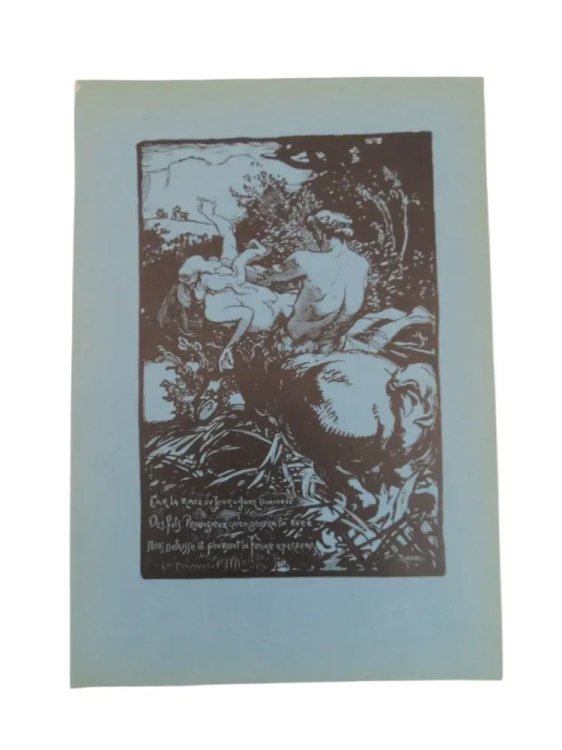 ANTIQUE 1898 PRINT OF WOODCUT LE CENTAURE BY AUGUSTE LOUIS LEPERE