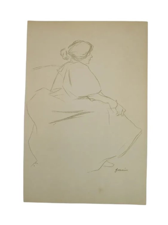 ANTIQUE 1898 PRINT WOMAN STUDY IN CRAYON JEAN LOUIS FORAIN