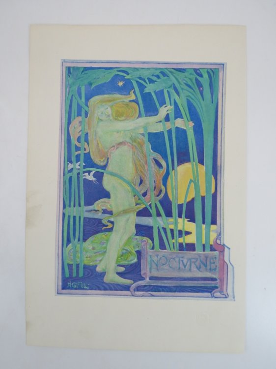 ANTIQUE 1898 PRINT NOCTURNE BY HERBERT GRANVILLE FELL ART NOUVEAU