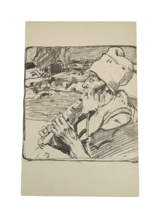 ANTIQUE 1898 PRINT THE goat herder by frank brangwyn