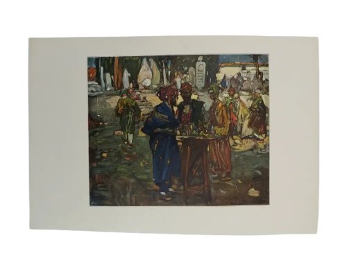 ANTIQUE 1898 PRINT THE SWEET-MEAT SELLER BY FRANK BRANGWYN