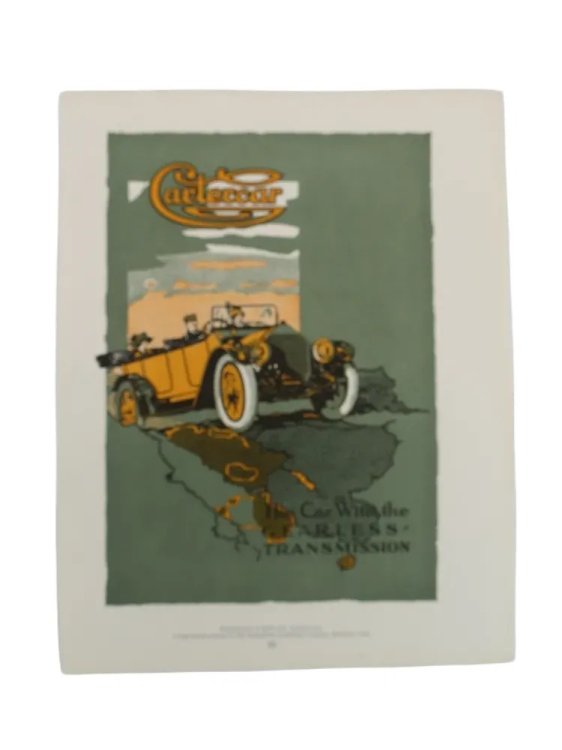ANTIQUE 1914 CARTERCAR CAR WITH GEARLESS TRANSMISSION PRINT AD
