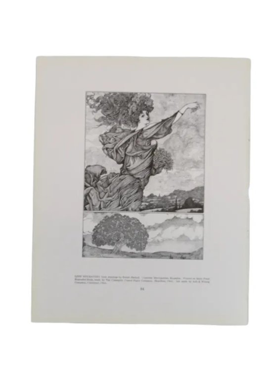 ANTIQUE 1914 EMBOSSED ART NOUVEAU W/ VIRGINIA FRAZER BOYLE GREETINGS PRINT