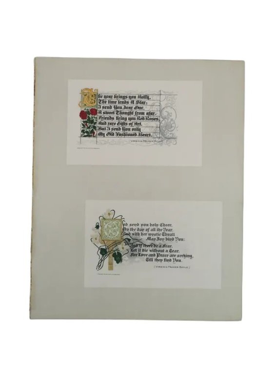 ANTIQUE 1914 EMBOSSED ART NOUVEAU W/ VIRGINIA FRAZER BOYLE GREETINGS PRINT