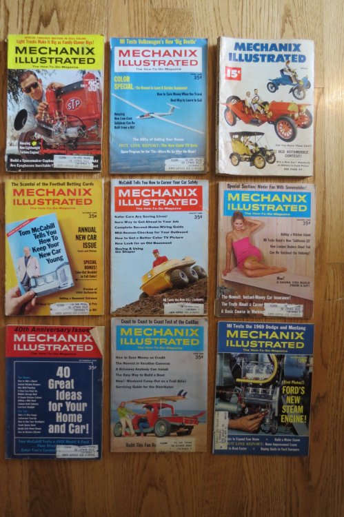 MECHANIX ILLUSTRATED - 1968 - 1969 - 9 ISSUES; June, August, September, October, November 1968; January, February, April 1969; March 1952