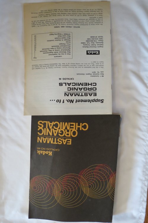 KODAK CATALOG NO. 46 EASTMAN ORGANIC CHEMICALS, 1971