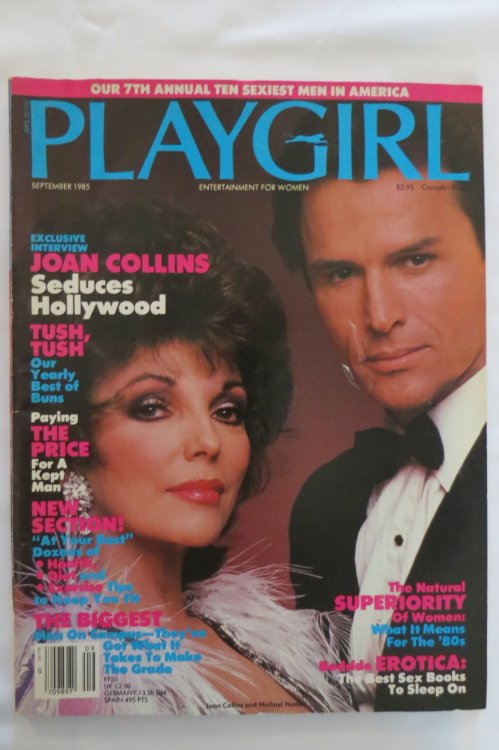 PLAYGIRL MAGAZINE SEPTEMBER 1985 Joan Collins Cover; Annual BEST BUNS; Price of a Kept Man