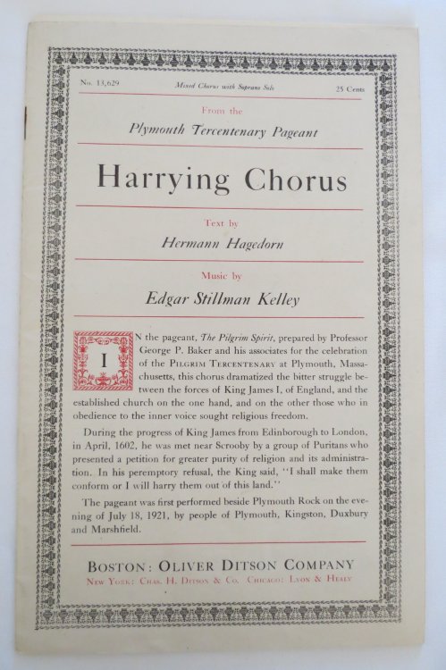 HARRYING CHORUS, FROM THE PLYMOUTH TERCENTENARY PAGEANT Mixed Chorus with Soprano Solo