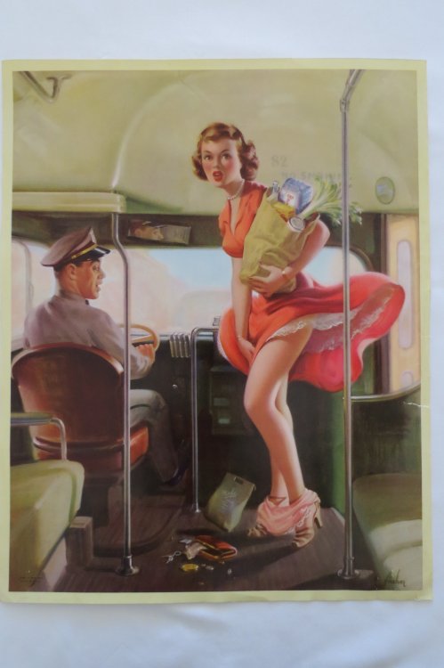 ART FRAHM VINTAGE PIN-UP LITHOGRAPH PRINT - A FARE LOSER - 11.5