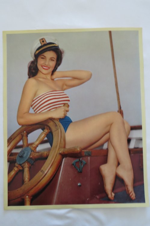 VINTAGE GLAMOUR GIRL SAILOR PIN-UP PHOTO LITHOGRAPH PRINT - 11.5