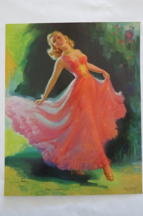ART FRAHM VINTAGE PIN-UP LITHOGRAPH PRINT - STEPPING OUT - 8