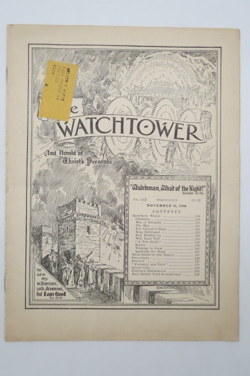 THE WATCHTOWER AND HERALD OF CHRIST'S PRESENCE, NOVEMBER 15, 1938