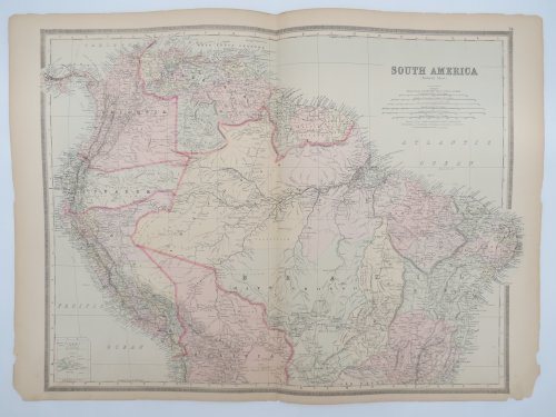 ORIGINAL 1888 HAND COLORED BRADLEY-MITCHELL MAP OF SOUTH AMERICA (NORTHERN SHEET) 19