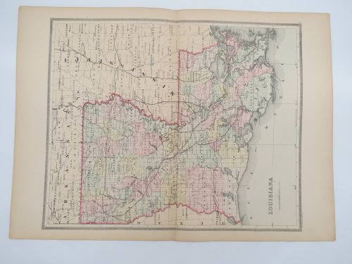 ORIGINAL 1888 HAND COLORED BRADLEY-MITCHELL MAP OF LOUISIANA 19