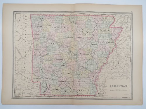ORIGINAL 1888 HAND COLORED BRADLEY-MITCHELL MAP OF ARKANSAS 19