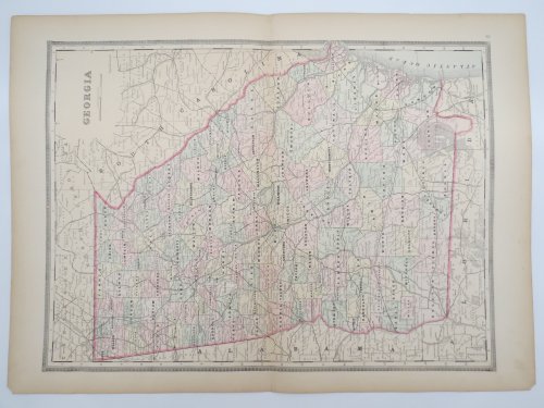 ORIGINAL 1888 HAND COLORED BRADLEY-MITCHELL MAP OF GEORGIA 19